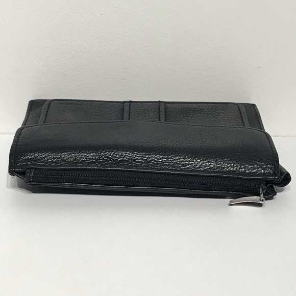 Vintage Fossil Women's Leather Wallet Black Tri Fold Flap Close Zipper Pocket - Picture 9 of 16